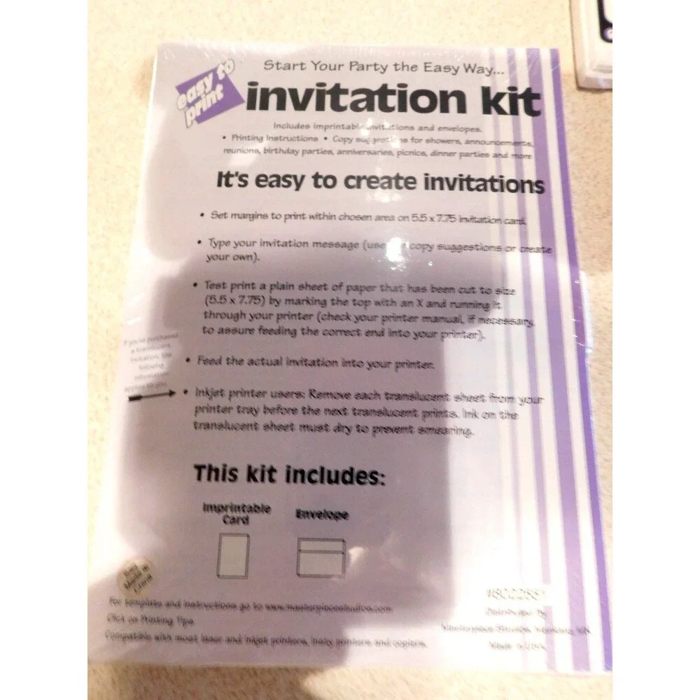 New Sealed (4) 10 Cards Easy To Print Invitation Kit 5.5